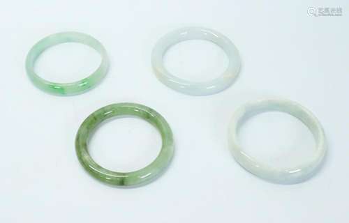 4 Chinese White to Celadon Jadeite Bangles