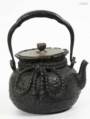 Japanese 19th C Cast Iron "Sack" Tetsubin Teapot