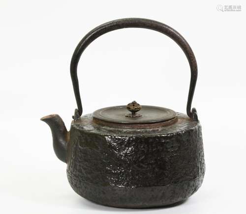 Japanese 19th C Cast Iron Lacquer Tetsubin Teapot