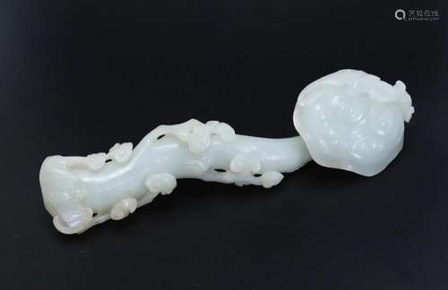 Fine, Small Chinese 18th C White Jade Ruyi Scepter