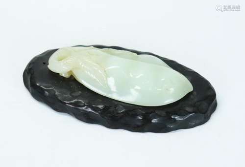 Large Chinese White Jade 2 Pea-Pod Toggle