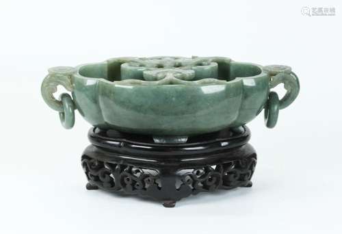 Chinese 18th/19th C Jadeite Ruyi Brush Washer