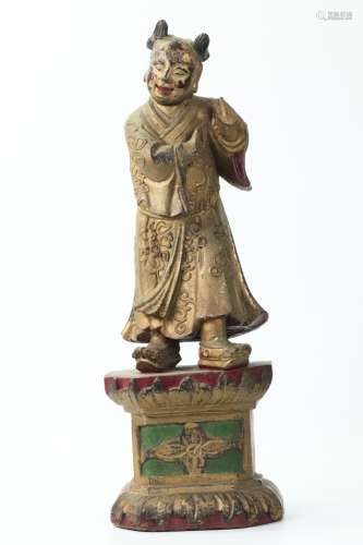 Chinese Carved & Lacquered Wood Dancing Boy