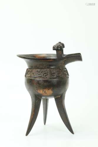 Chinese Qing Archaistic Bronze "Jui" Wine Cup