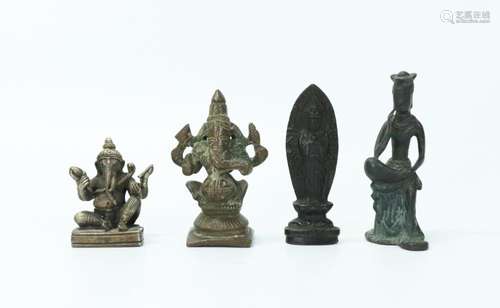 4 Korean & Indian Miniature Votive Bronzes