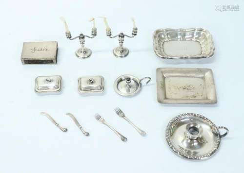 16 Sterling Silver Sm Miniature Doll House Items