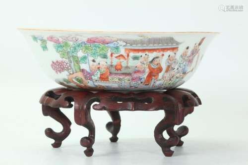 Chinese Porcelain Bowl; "100" Boys Enamel