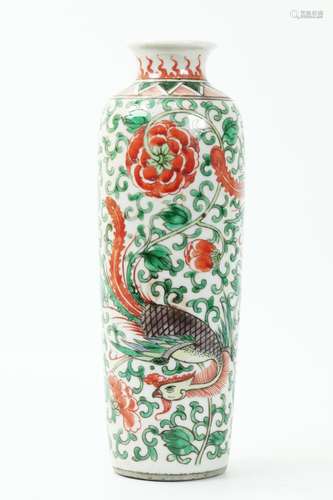 Sm Chinese 19th C Famille Verte Porcelain Vase