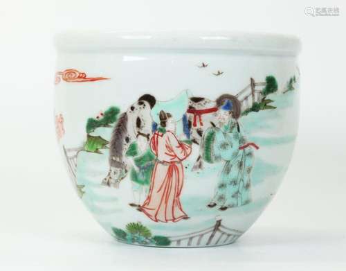 Small Chinese Famille Verte Porcelain Fish Bowl