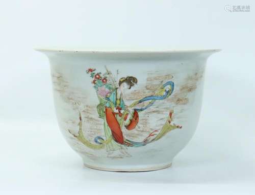 Chinese Enameled Porcelain "Magu" Planter