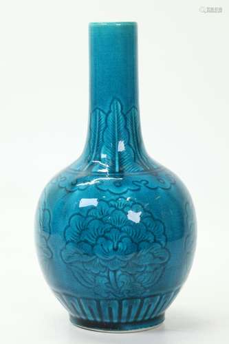 Chinese Turquoise Porcelain Vase Jingdezhen Mark