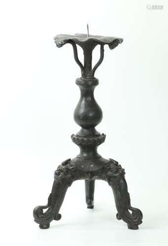 Lg Japanese Bronze Pricket Candle Stick