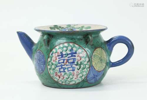 Chinese 19th C Enameled Yixing Teapot