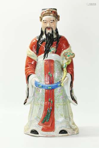 Chinese Enameled Porcelain Luxing Figure