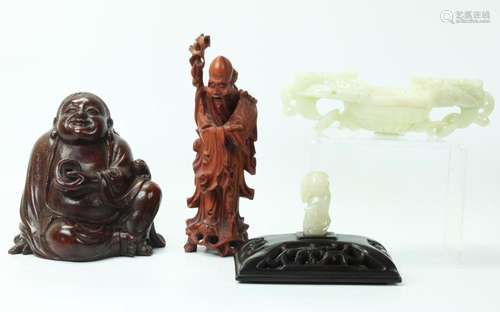 4 Chinese Carvings Jade Hard Stone Liuhai Shoulao