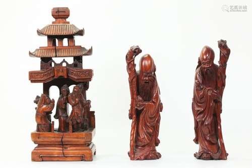 3 Chinese Qing Dynasty Wood Carvings