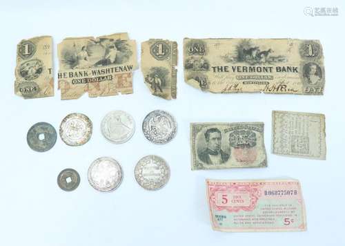 Group 7 Coins; 5 Paper Money