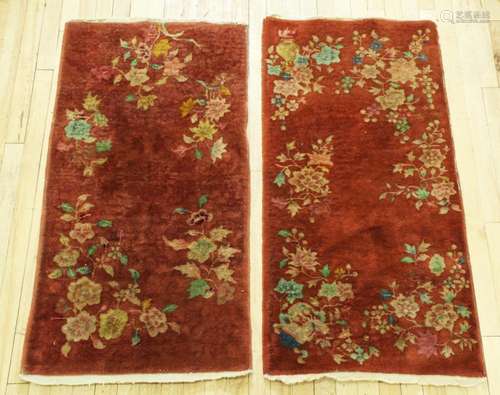 2 Similar Chinese Art Deco Nichols Wool Carpets