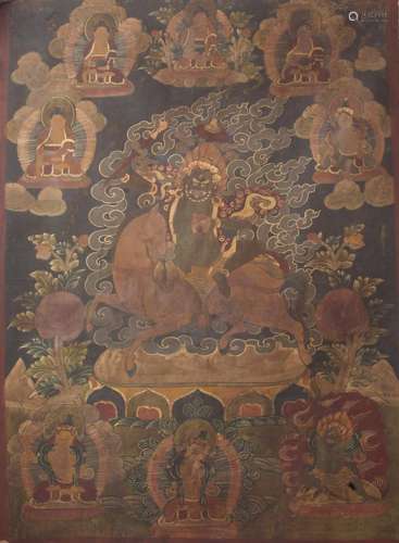 RARE HAND MADE TIBETAN THANGKA ON SILK