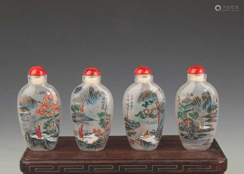 GROUP OF FINELY PAINTED GLASS SNUFF BOTTLE