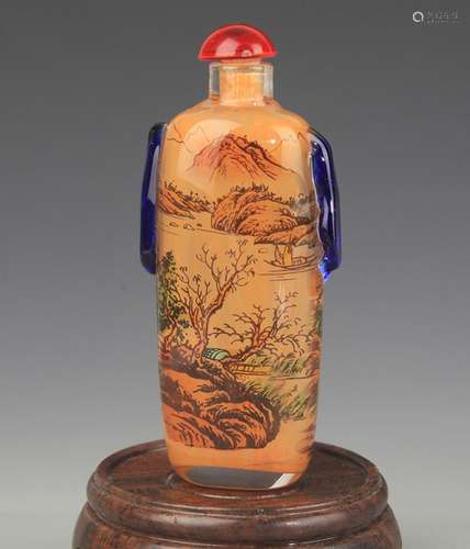 A FINE CHARACTER PATTERN GLASS SNUFF BOTTLE