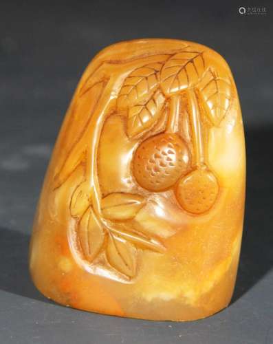 A FINELY CARVED SHOU SHAN STONE SEAL