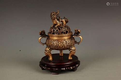 A FINE KIRIN PATTERN BRONZE INCENSE BURNER