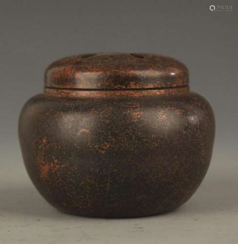 BRONZE INCENSE BURNER IN EARTHENWARE BASIN STYLE