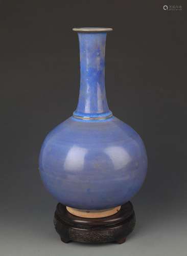 A SKY BLUE GLAZED LONGNECK PORCELAIN BOTTLE