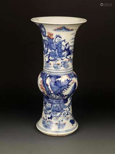 LARGE BLUE AND WHITE STORY PORCELAIN VASE