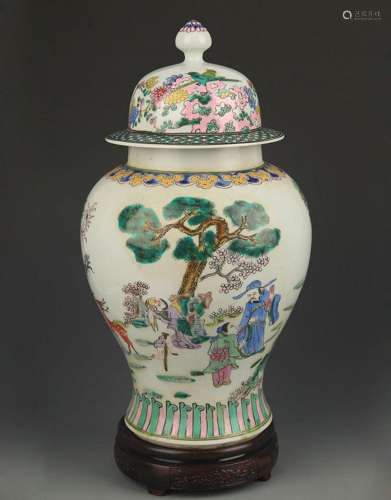 FAMILLE ROSE CHARACTER PAINTED GENERAL JAR STYLE