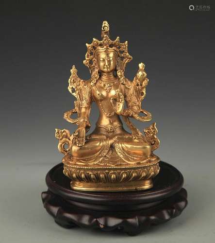 A TIBETAN BUDDHISM BRONZE WHITE TARA STATUE