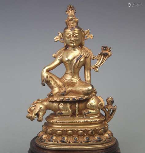 A FINE BRONZE MANJUSRI BUDDHA STATUE