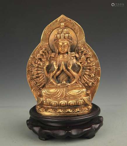 A TIBETAN BUDDHISM BRONZE THOUSAND HAND GUAN YIN