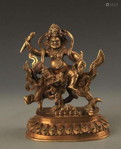 A FINE BRONZE TIBETAN GOD OF WEALTH FIGURE