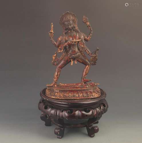 REAR GILT BRONZE CHINESE TAOISM DEITY STATUE