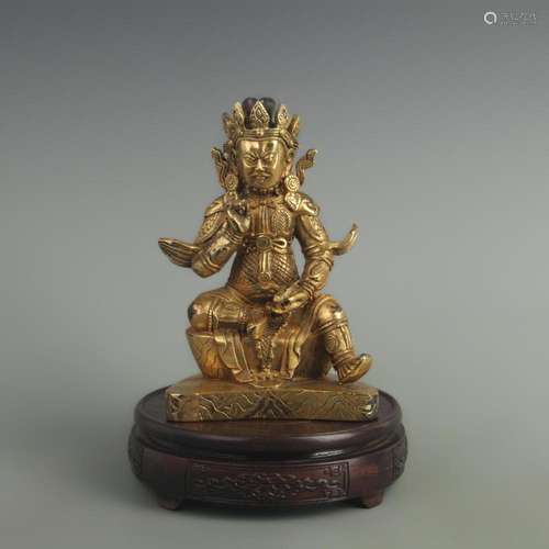 A FINE GILT BRONZE GOD OF WEALTH