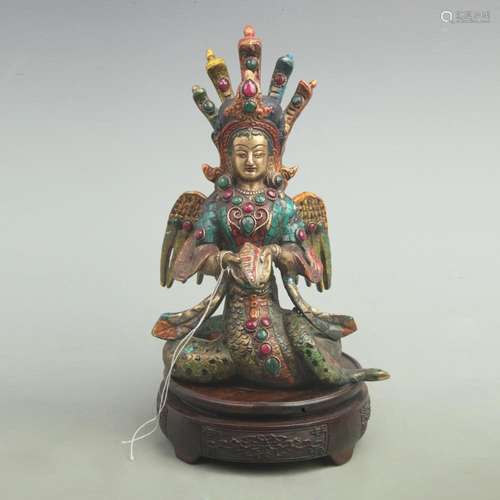 RARE SNAKE LIKE BUDDHA STATUE INLEY WITH GEMSTONE