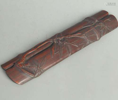A FINE BAMBOO MADE FINELY CARVED ARMREST