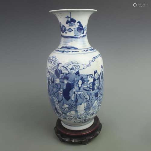 BLUE AND WHITE EIGHT IMMORTALS PATTERN PORCELAIN VASE