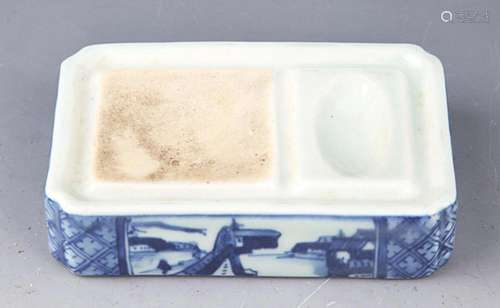 BLUE AND WHITE PORCELAIN INKSTONE