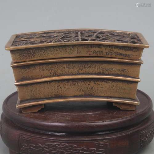 A FINELY MADE BAMBOO STYLE BRONZE CENSER