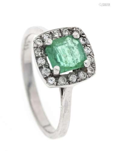 Emerald diamond ring WG 585/000