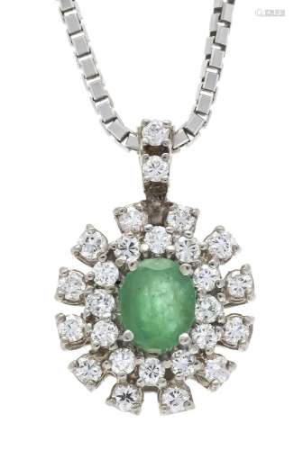 Emerald diamond pendant WG 585/