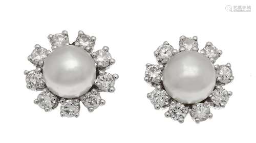 Akoya diamond stud earrings WG