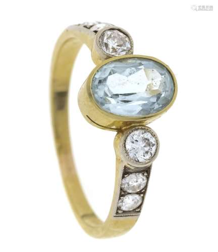 Aquamarine old-cut diamond ring