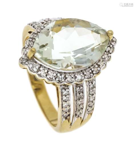 Prasiolite diamond ring GG/WG 3