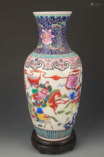 FAMILLE ROSE STORY PATTERN GUAN YIN STYLE VASE