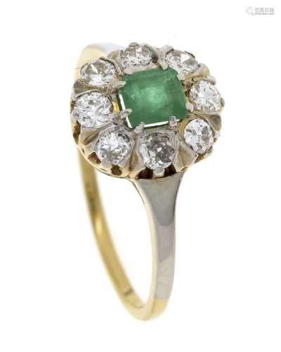 Emerald old-cut diamond ring GG