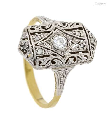 Art Deco ring GG/WG 585/000 wit
